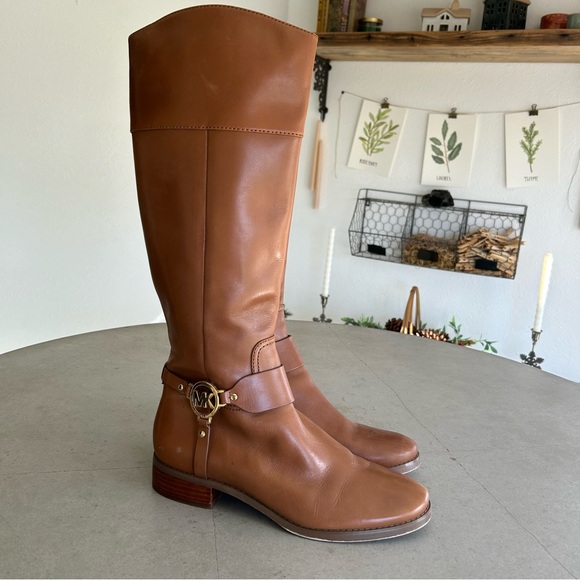 Michael Kors Fulton Brown Leather Equestrian Riding Boots Quiet Luxury 10 - Picture 1 of 9